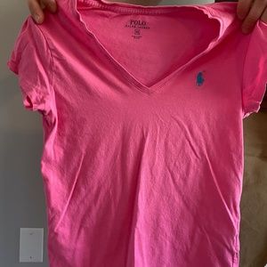 Hot pink Polo short sleeve v-neck